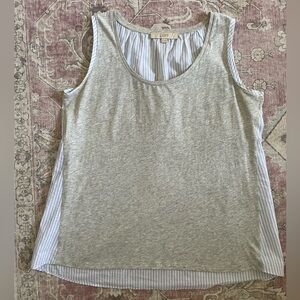 Loft tank with grey front and blue striped back